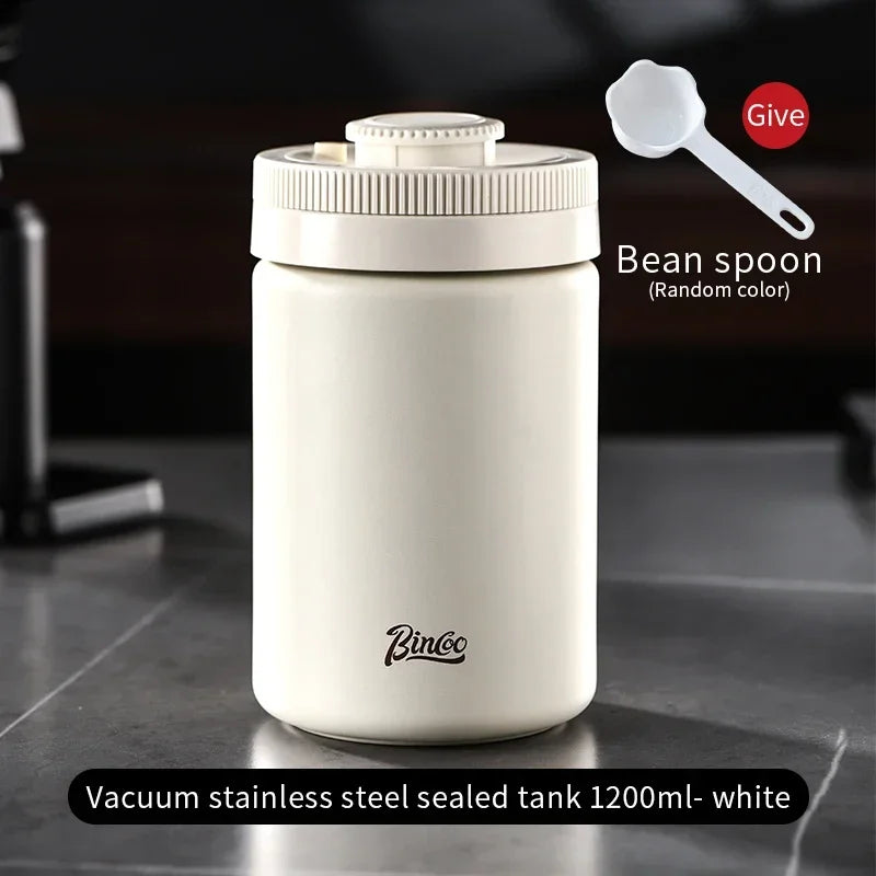 Bincoo 304 Stainless Steel Vacuum Coffee Container, Food-Grade Airtight Canister, Stackable with Date Scale, Home/Commercial