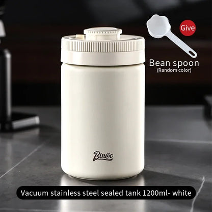 Bincoo 304 Stainless Steel Vacuum Coffee Container, Food-Grade Airtight Canister, Stackable with Date Scale, Home/Commercial