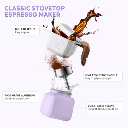 Bincoo Dog Shape Dual Valve Moka Pot Set Stovetop Espresso Maker Cute Animal Design Home Coffee Brewing Kit