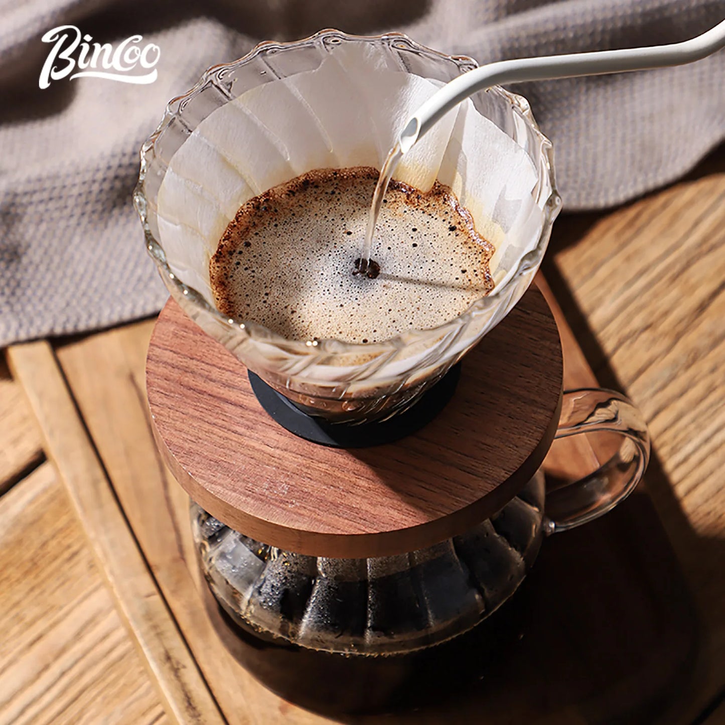 Bincoo 500ml Pour Over Coffee Maker Set Glass Carafe Coffee with Glass Coffee Filter Drip Coffee Maker Set for Home or Office