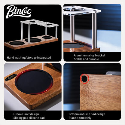 Bincoo Professional Coffee Dripper Stand Acrylic Body Anti-Slip Base and Sturdy Aluminum Frame for Secure Organized Storage