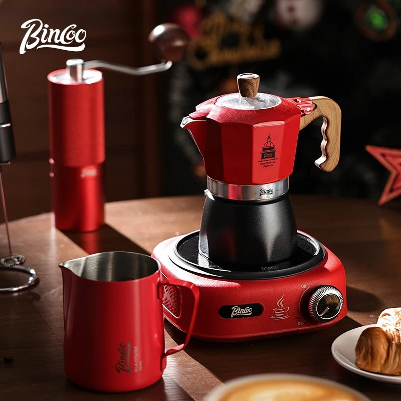 BINCOO Double Valve Moka Pot Coffee Maker with Electric Stove Home Pot Outdoor Mini Coffee Pot 2 Cups, stovetop espresso maker