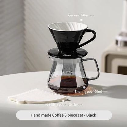 Bincoo GYKF0679 Drip Coffee Set with Ceramic Filter and Glass Carafe All in One Pour Over Brewing Ideal for Beginners Gift Presentation
