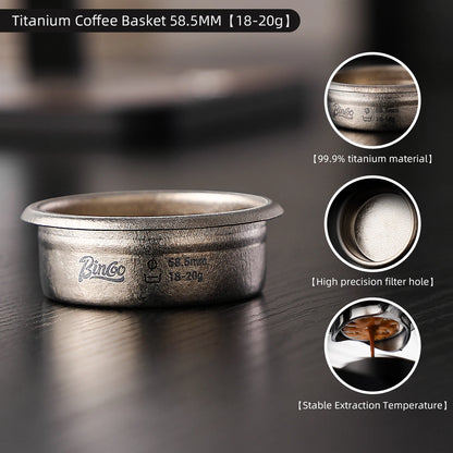 Bincoo Professional Titanium Espresso Basket 58.5mm High Precision Construction for Optimal Extraction Even Water Flow Perfect