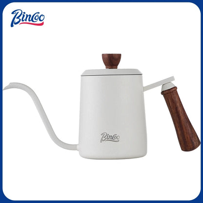 Bincoo GYKF2313 Stainless Steel Hand Drip Coffee Kettle with Real Wood Handle Long Gooseneck Spout  Precision Pouring and Home Brewing