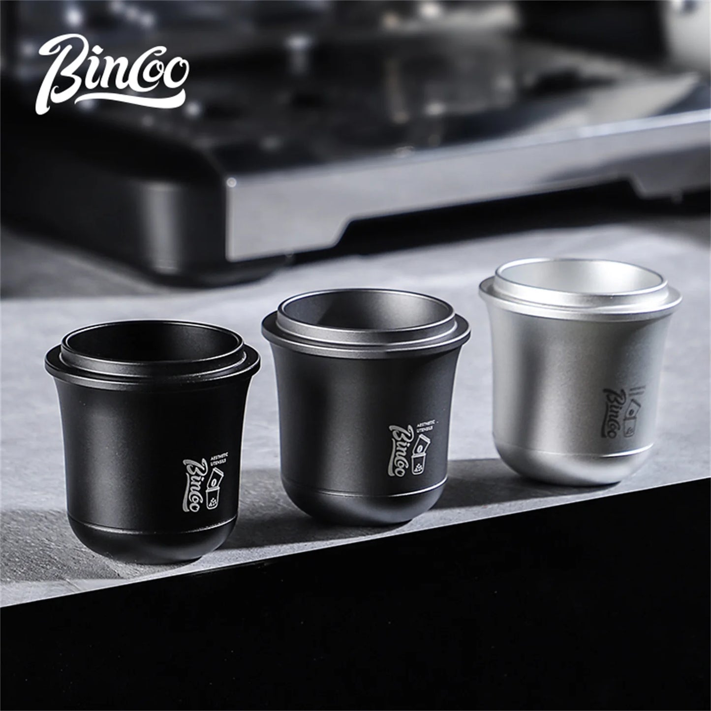Bincoo 51/58mm Coffee Dosing Cup Aluminum Material Compatible with Espresso Portafilter Durable Wear Resistant Tool for Barista