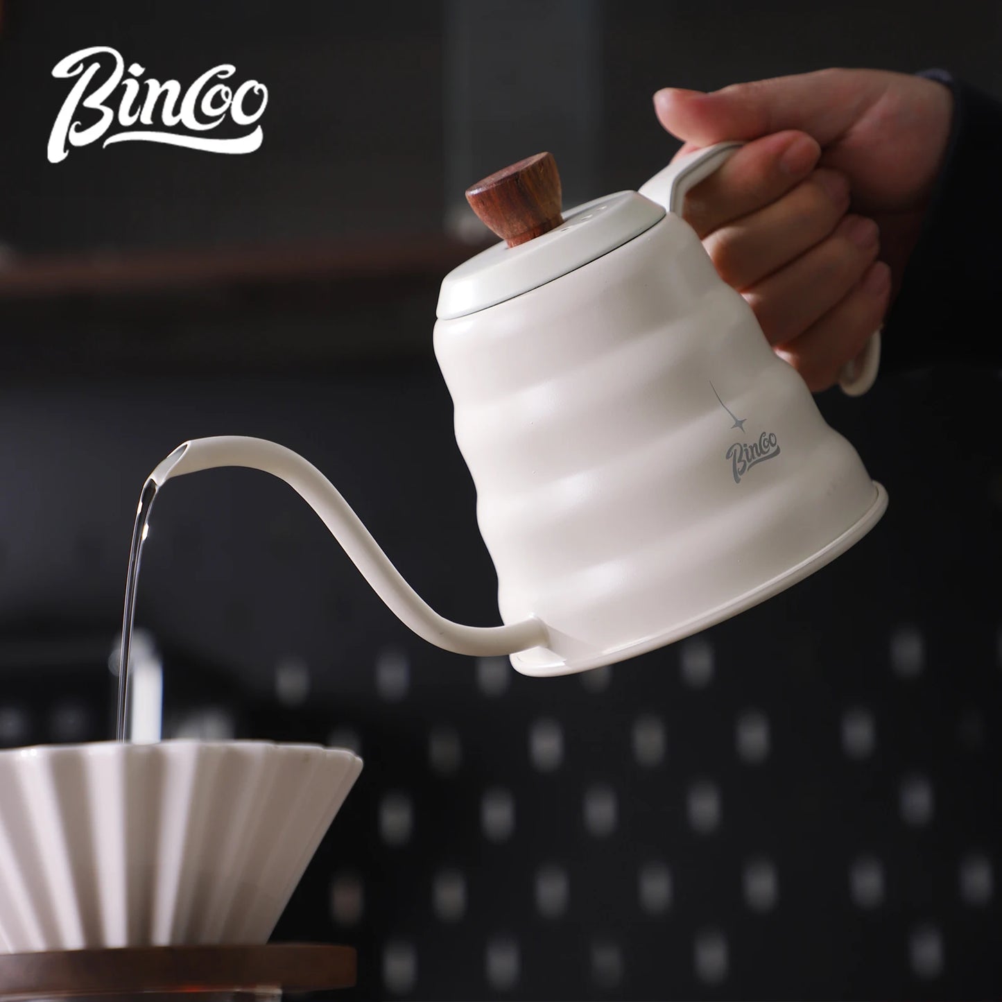 BINCOO 600ML Hand Brewed Coffee Pot 304 Stainless Steel Household Narrow Mouth Coffee Drip Kettle Pot Pour Over Coffee Tea Pots