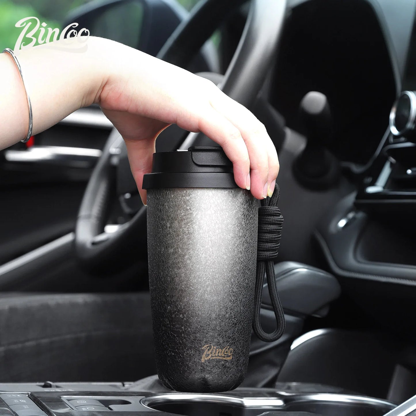 Bincoo 500ml Double Wall Ceramic Lined Travel Mug Car Vacuum Insulated Coffee Cup Portable Stainless Steel Thermal Cup for Daily