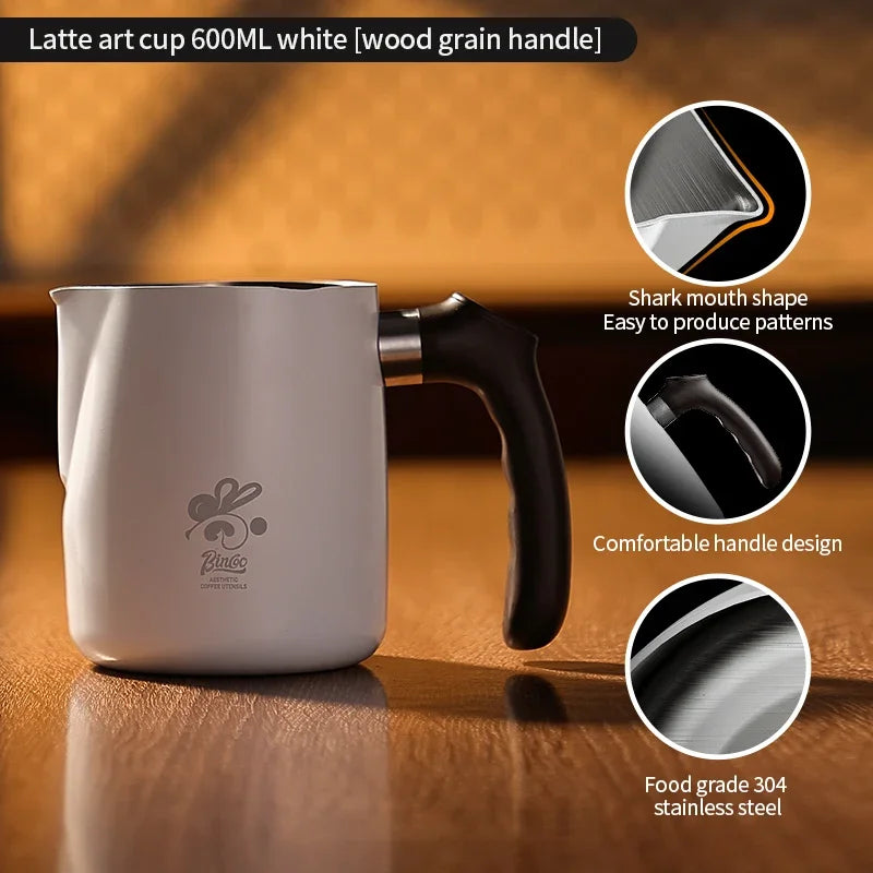 Bincoo GYKF2322 Professional Milk Frothing Jug 600ml Sharp Spout Cup Perfect for Latte Art and Milk Steaming Barista Essential Accessory