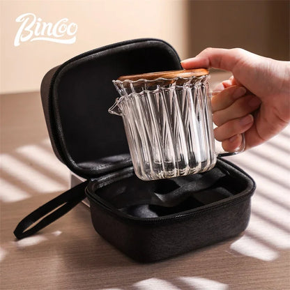 Bincoo Clear Vertical Sharing Pot Reusable Conical Filter 1-2 Cups with Storage Bag 3 Piece Set Hand Brewed Coffee Accessories