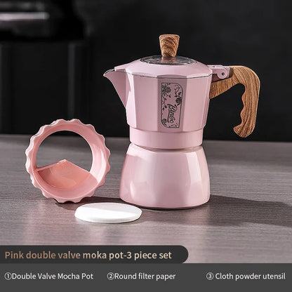 Bincoo Dual Valve Moka Pot Espresso Mocha Pot Concentrated  Extraction Coffee Pot Home Brewing Kit Maker Barista Use Tools