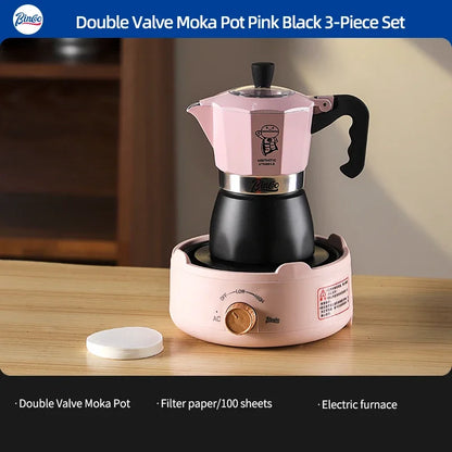 Bincoo Double Valve Coffee Moka Pot Espresso Maker Italian Coffee Concentrated Extraction Coffee Pot Barista Accessories 220V