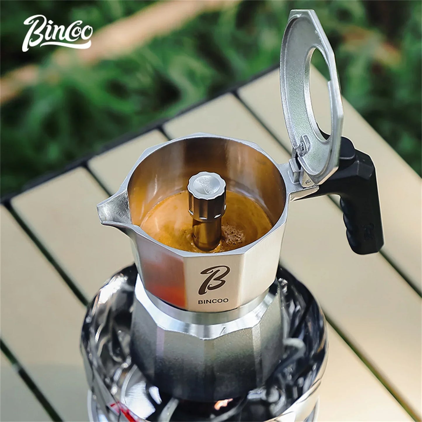 Bincoo Three Valve Mocha Pot Concentrated Latte 316 Stainless Steel Coffee Pot for Baristas Use Mocha Dual Valve Extraction Pots
