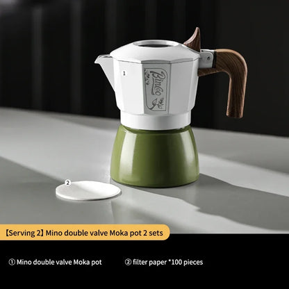 Bincoo Mocha Pot Double Valve Italian Espresso Pot Electric Stove Heating Professional Home Barista Accessories Coffee Tools