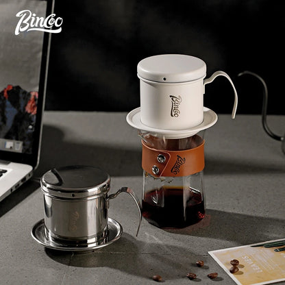 Bincoo Stainless Steel Coffee Filter Infuse Cup Vietnamese Coffee Dripper Maker Pot Portable Coffee Dripper French Press pot