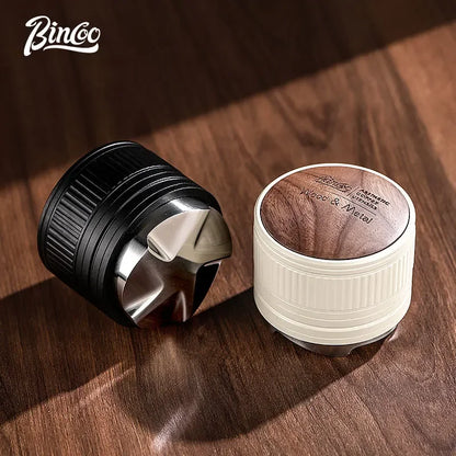 Bincoo 51/58MM Espresso Dispenser with Wooden Lid Adjustable Depth Coffee Masher Leveler Combination Set Home Barista Tools
