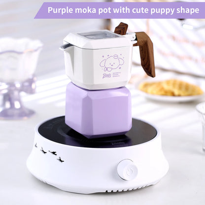 Bincoo Dog Shape Dual Valve Moka Pot Set Stovetop Espresso Maker Cute Animal Design Home Coffee Brewing Kit