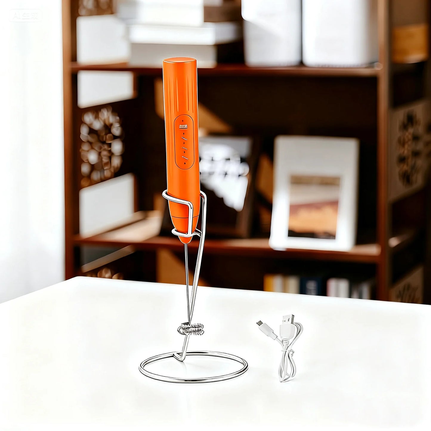 Bincoo Portable Dual Head Milk Frother  USB Rechargeable Stainless Steel Coffee Mixer with 3 Speeds for Smooth Latte Foam Coffee