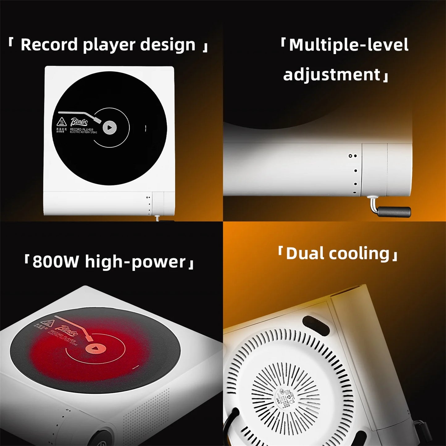 Bincoo 800W Moka Pot Mini Electric Ceramic Infrared Heating Furnace Milk Heater Coffee Induction Cooker Dual Heat Dissipation