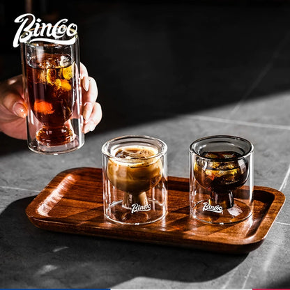 Bincoo Double Layered Coffee Cup High Borosilicate Glass Heat-resistant Anti Scald Concentrated Cup Milk Coffee Ice American Cup