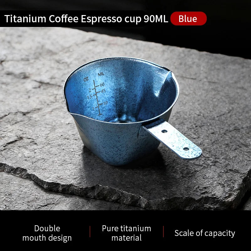 Bincoo Premium Titanium Double Eagle Spout Measuring Cup 90ml with Visible Scale for Home Baristas Large Capacity Easy Flow