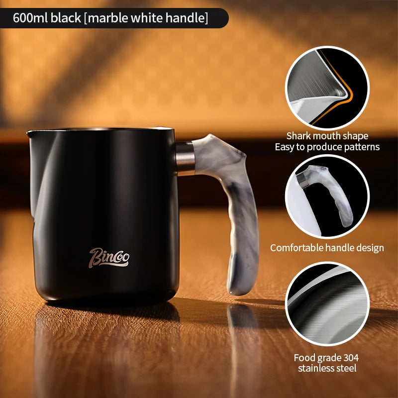 Bincoo GYKF2322 Professional Milk Frothing Jug 600ml Sharp Spout Cup Perfect for Latte Art and Milk Steaming Barista Essential Accessory