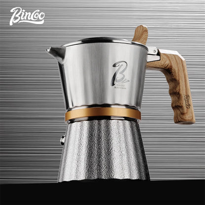 Bincoo Professional 3Valve Moka Pot 316 Steel Construction Rapid Heat Transfer No Coating Safe Home Use Compact Espresso Machine