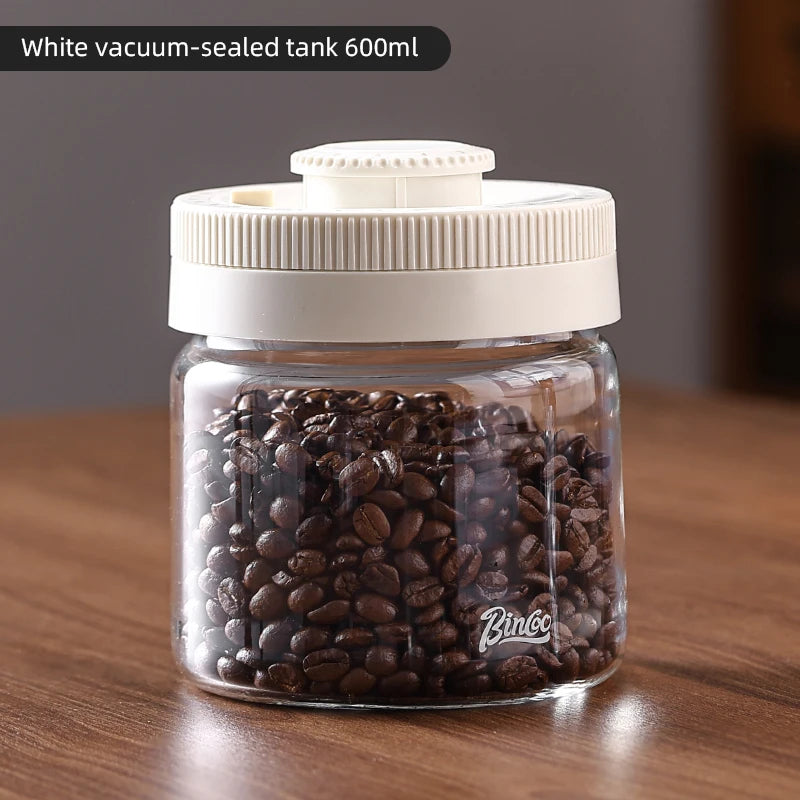 BINCOO Vacuum Sealed Tank Coffee Bean Storage Tank Household Glass Food Storage Jars Moisture-proof Airtight Sealed Container