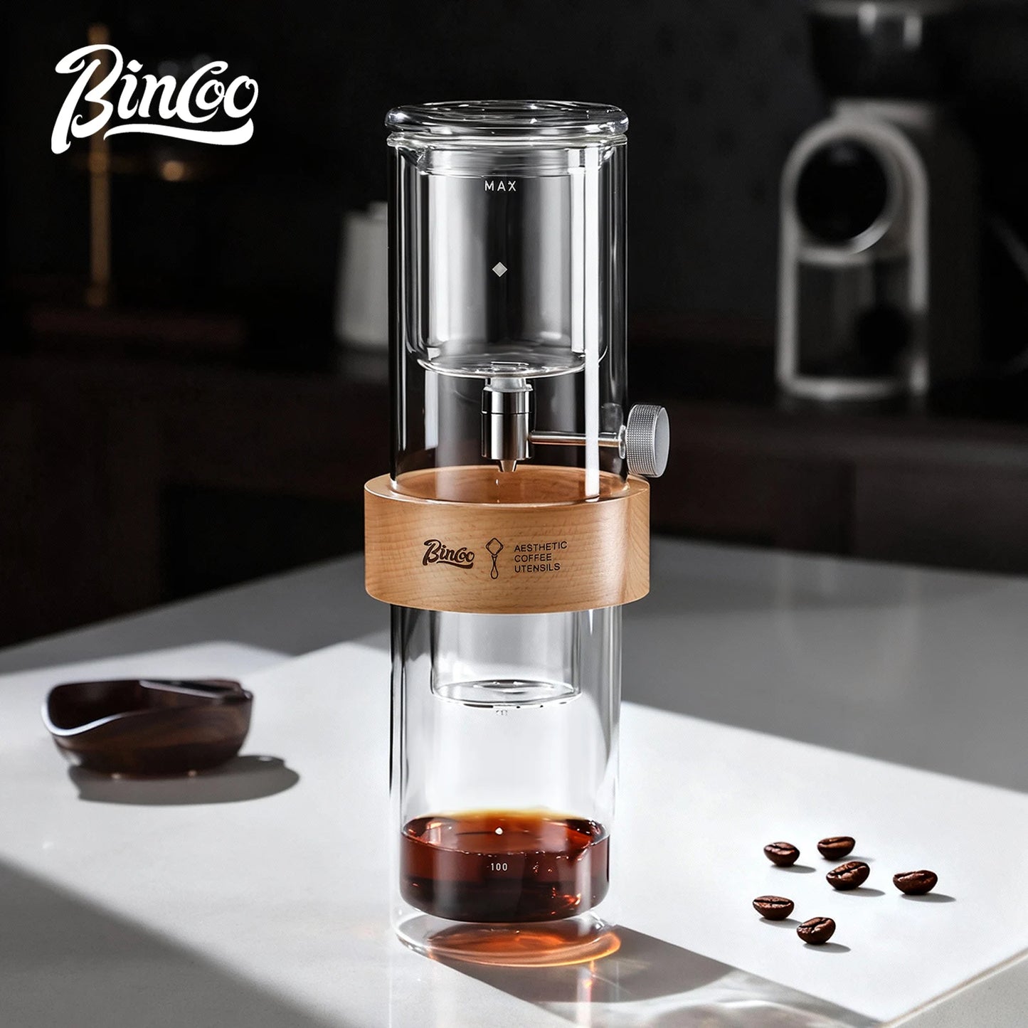 Bincoo GYKF2287 Large Capacity Cold Brew Coffee Pot Double Walled Glass Construction Slow Drip Filtration Perfect for Home Use andBarista