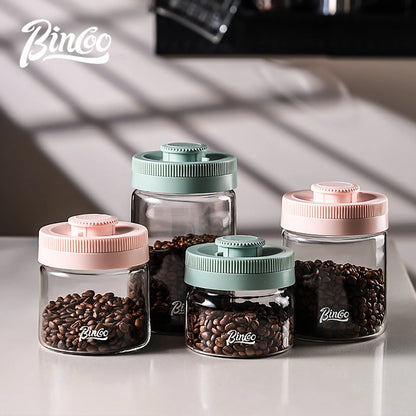 BINCOO Vacuum Sealed Tank Coffee Bean Storage Tank Household Glass Food Storage Jars Moisture-proof Airtight Sealed Container