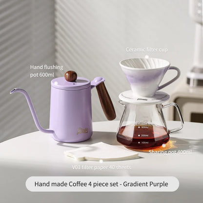 Bincoo GYKF0679 Drip Coffee Set with Ceramic Filter and Glass Carafe All in One Pour Over Brewing Ideal for Beginners Gift Presentation