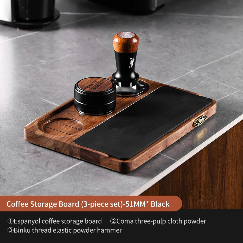 Bincoo 51-58mm Coffee Storage Board Tampers Coffee Distributor Dosing Ring Reusable Filter Holder Barista Espresso Coffeware Set