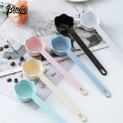 Bincoo rosette coffee spoon colorful short coffee measuring spoon long handle coffee bean spoon pressed powder spoon