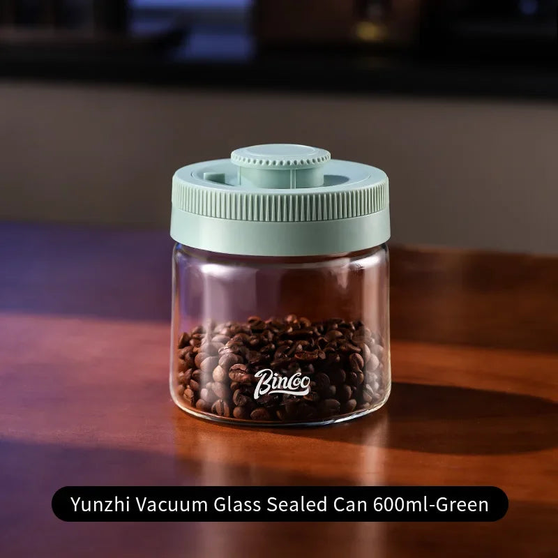 BINCOO Vacuum Sealed Tank Coffee Bean Storage Tank Household Glass Food Storage Jars Moisture-proof Airtight Sealed Container