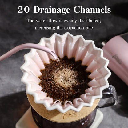 BINCOO Ceramic Hand Brewing Coffee Filter Cup Reusable Filters Coffee Maker Funnel Dripper Cake Filter Cup Coffee Accessories