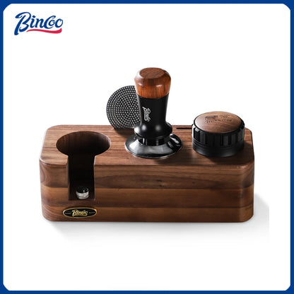 Bincoo Professional Espresso Tamping Station Portafiler Holder Wood Base with Distributor&Tamper 51/58mm Coffee Barista Tool Set
