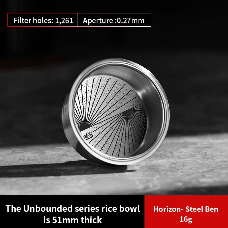 BINCOO Coffee Espresso Filter Basket Precision 51/58.5mm Coffee Machine Handle High Extraction Powder Bowl Portafilter 16/18/20g