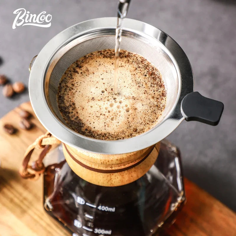 Bincoo Pour Over Coffee Maker Set Borosilicate Glass 800ml Coffee Sharing Pot Set Stainless Steel Coffee Filter Hand Dripper Pot