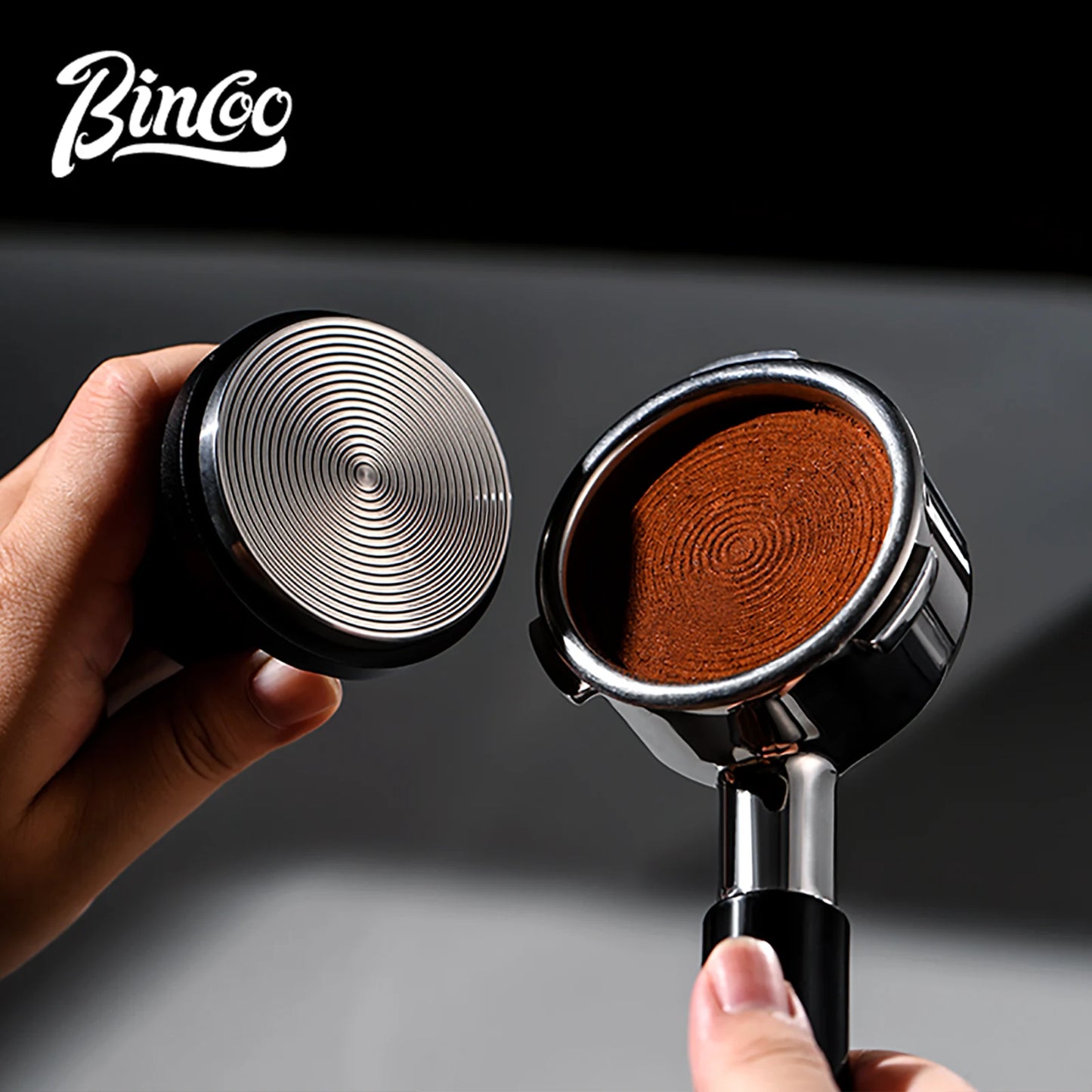 BINCOO 51mm/58mm 30Ib Impact Constant Pressure Coffee Tamper Stainless Steel Base Anti-Rust Wood Handle Barista Espresso Tools