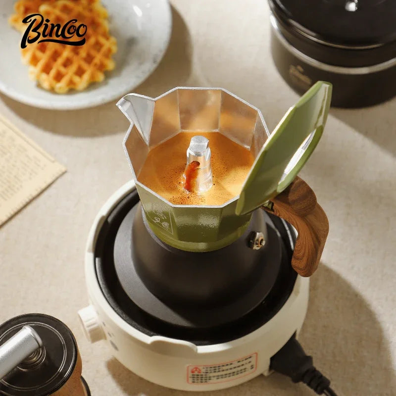 Bincoo Mocha Pot Double Valve Italian Espresso Pot Electric Stove Heating Professional Home Barista Accessories Coffee Tools