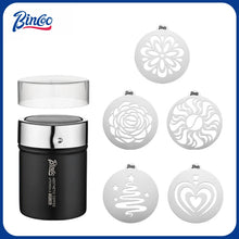 Bincoo GYKF2268  Stainless Steel Latte Art Template, Shaker Sifter Dispenser Duster Container, Tool Fancy Pattern Maker DIY Espresso Mold