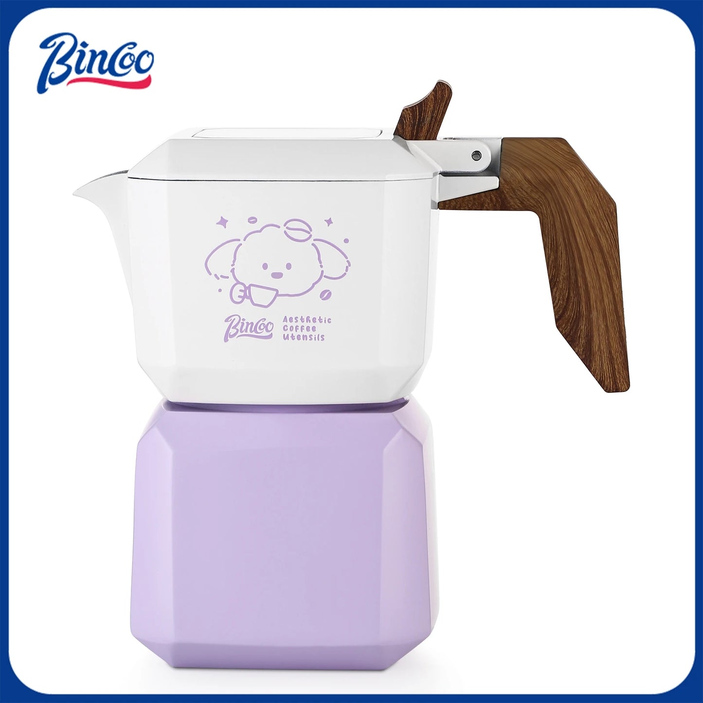 Bincoo Dog Shape Dual Valve Moka Pot Set Stovetop Espresso Maker Cute Animal Design Home Coffee Brewing Kit
