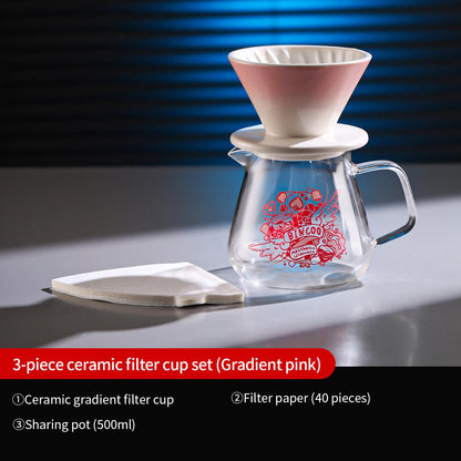 Bincoo Pour Over Coffee Set – Ceramic Dripper & Carafe, Drip Extraction Brewer, Perfect Gift for Coffee Lovers
