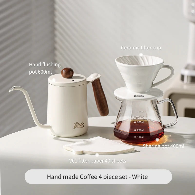 Bincoo GYKF0679 Drip Coffee Set with Ceramic Filter and Glass Carafe All in One Pour Over Brewing Ideal for Beginners Gift Presentation