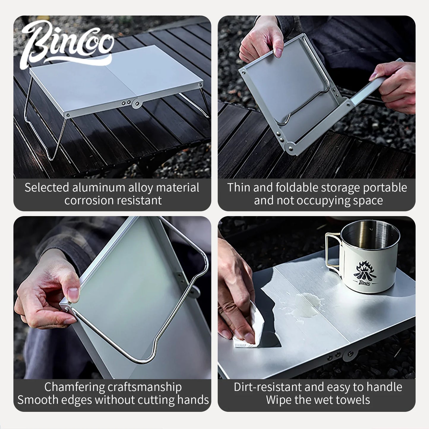 BINCOO Camping Portable Foldable Table Mini Coffee Tables Ultralight Outdoor Hiking Picnic Table Aluminum Alloy Small Table BBQ