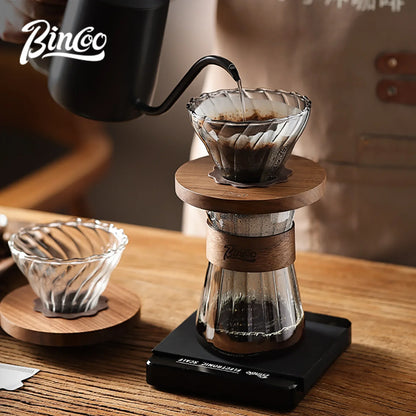 Bincoo 500ml Coffee Share Pot Pour Over Coffee Dripper Set Glass Server V01 Funnel Drip Maker Brewed Cup Coffee Sharing Pots Set