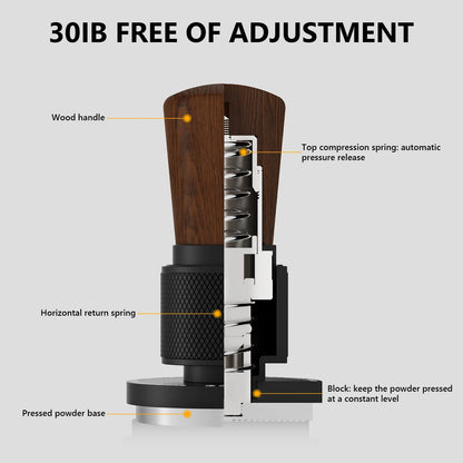 Bincoo 30LB Impact Force Tamper Set with Solid Wood Distributor 51/58mm Constant Pressure Self-Leveling Espresso Tool Kit