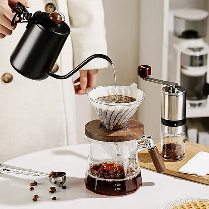 Bincoo 800ml Barista Pour Over Coffee Maker Set Glass Carafe Coffee with Glass Coffee Filter Drip Espresso Maker for Home&Office