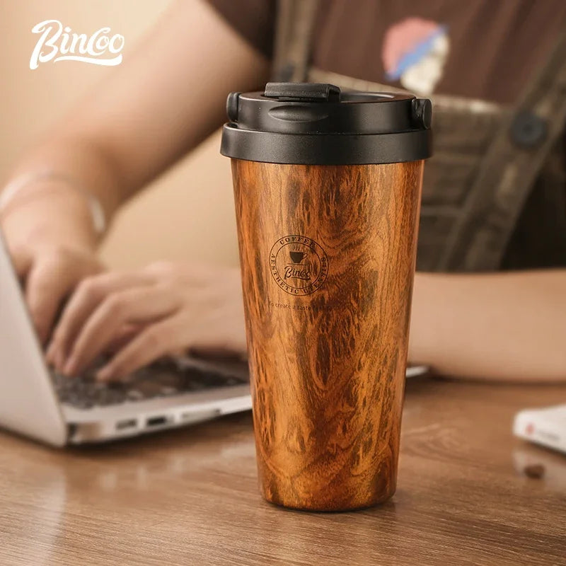 Bincoo Vacuum Insulated Coffee Tumbler 500ML – Stainless Steel Portable Travel Mug for Hot & Cold Drinks, Car Friendly