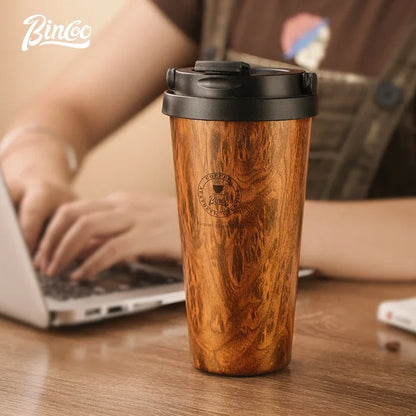 Bincoo Vacuum Insulated Coffee Tumbler 500ML – Stainless Steel Portable Travel Mug for Hot & Cold Drinks, Car Friendly
